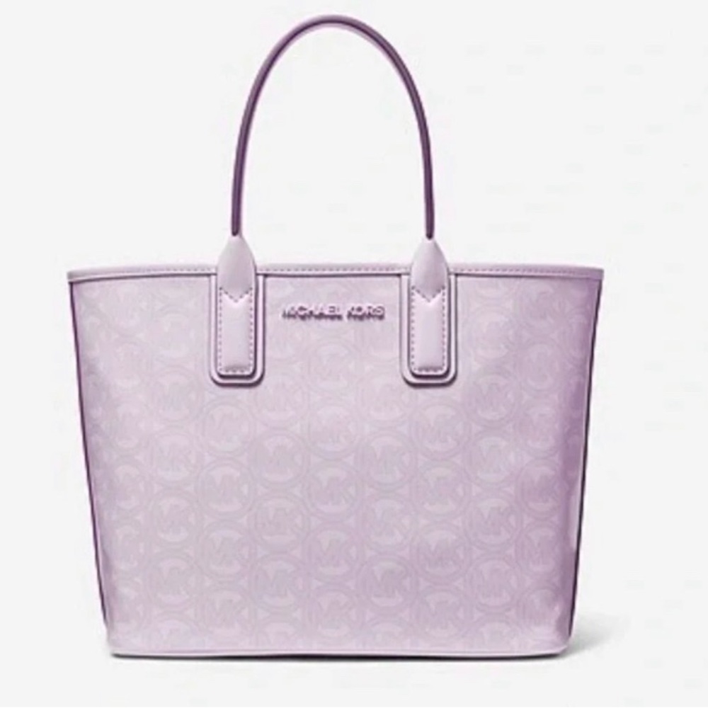 NWT MSRP 348 Michael Kors Small Logo Jacquard Tote Bag, Lavendar Mist--NEW!